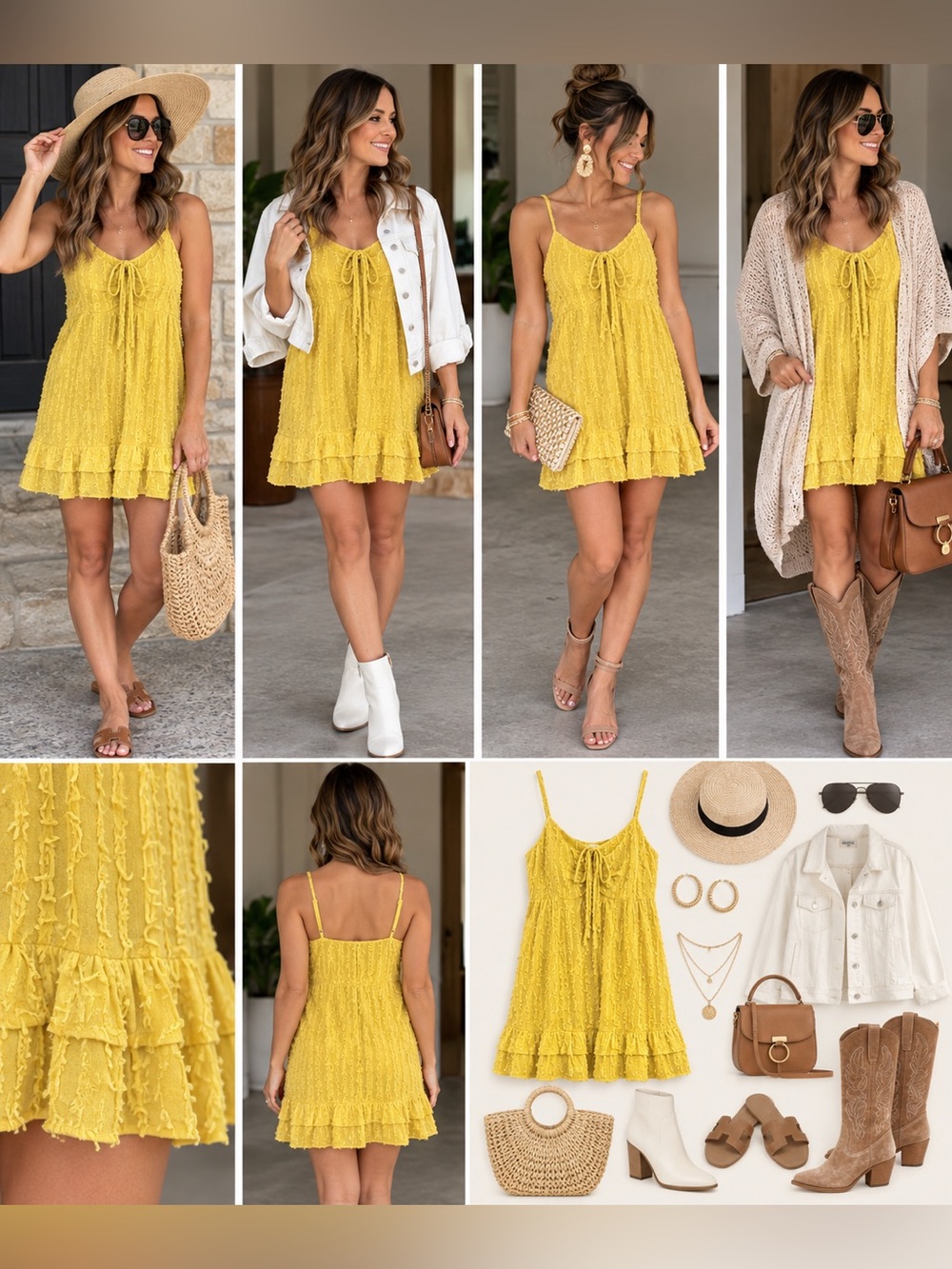Love Riche Yellow Textured Mini Dress